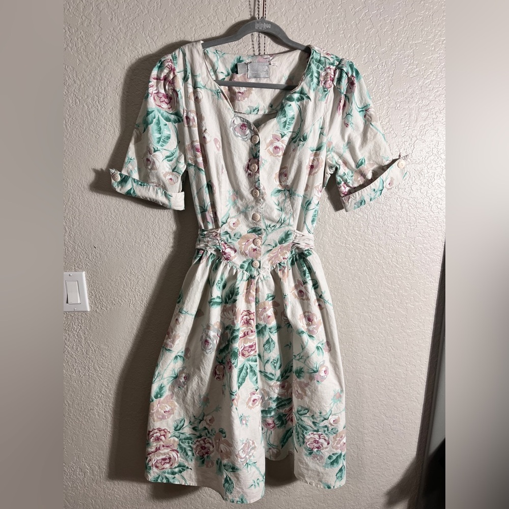 Vintage Cherie LeAnne Floral Button-Down Dress sz 10